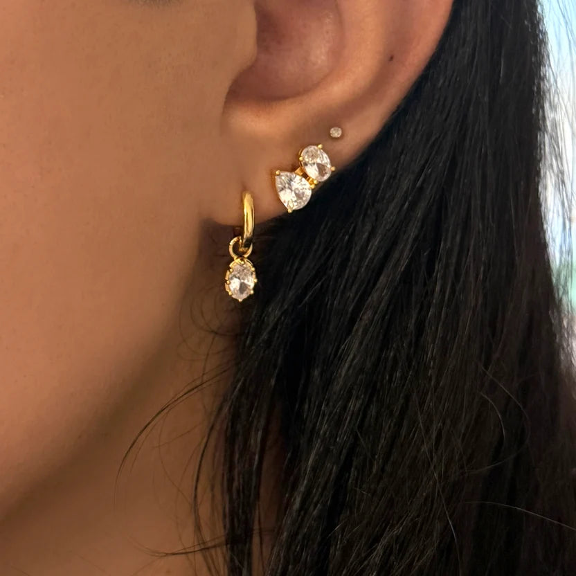 Oval Cubic Zirconia Drop Earrings