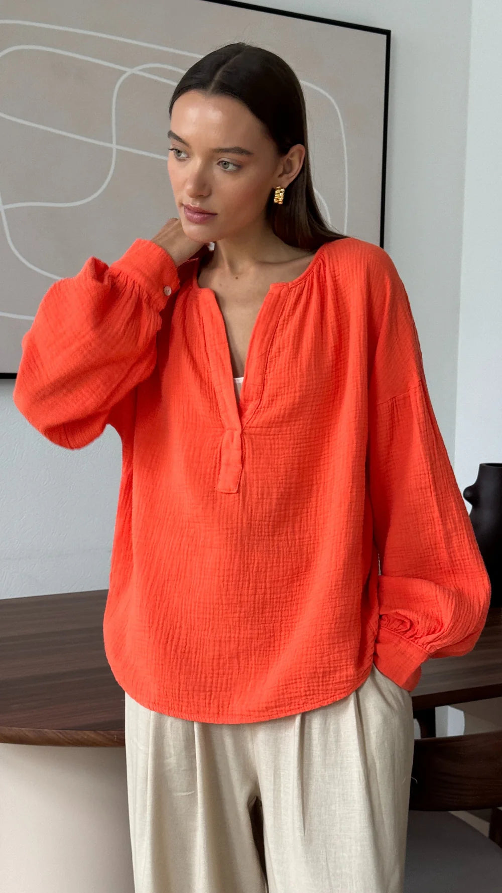 Peach Cotton Shirt