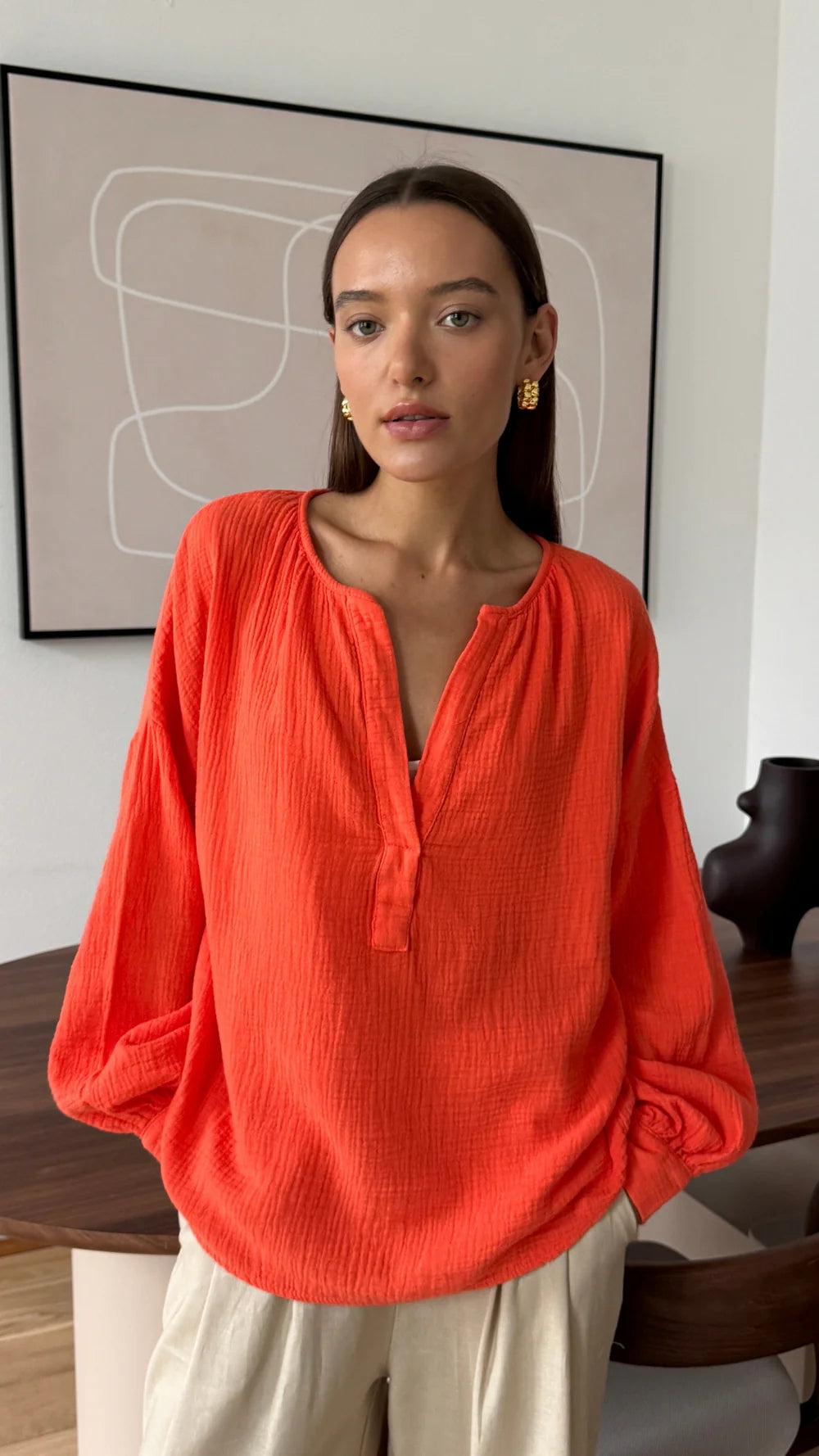 Peach Cotton Shirt