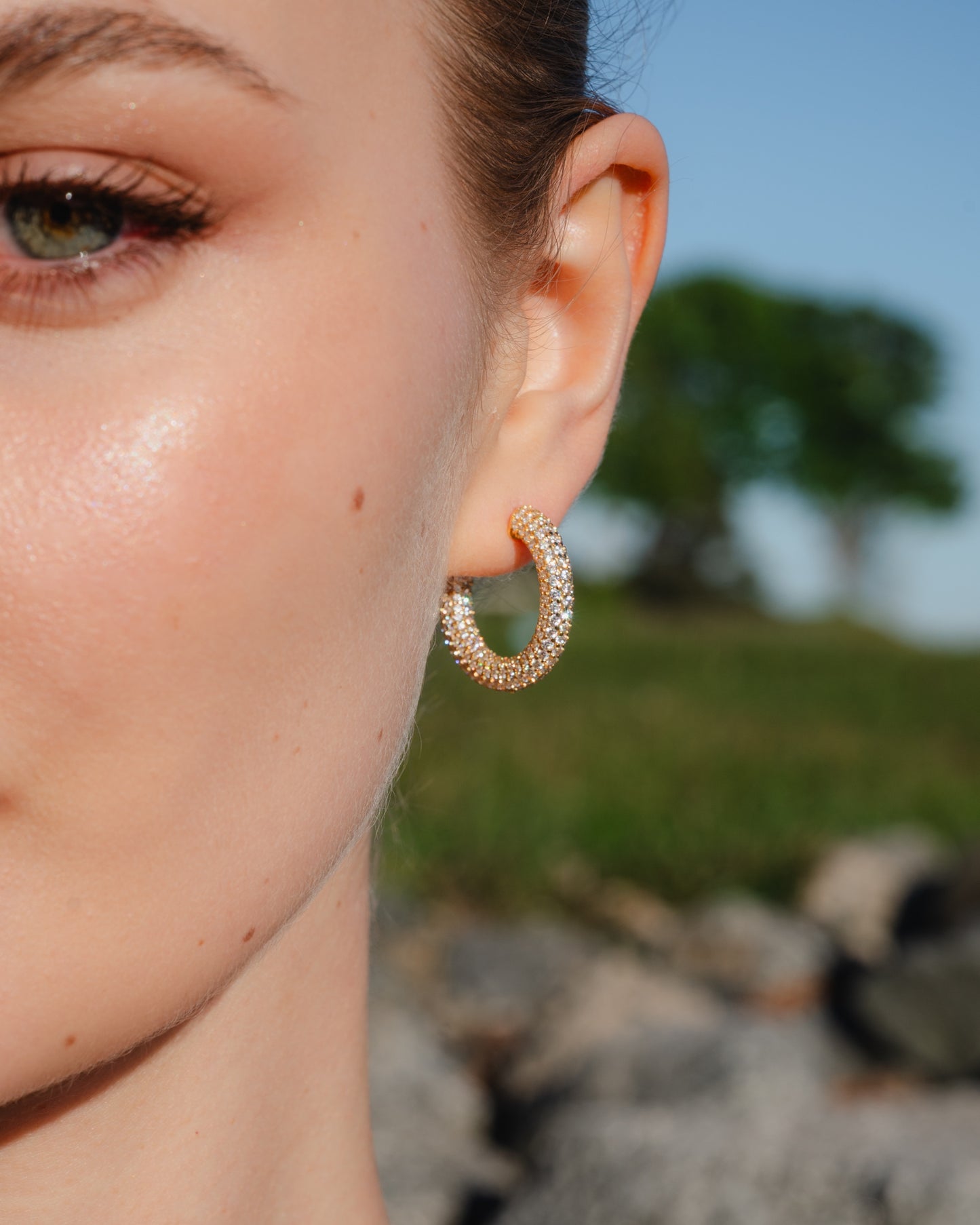 Pavé C-Hoop Earrings