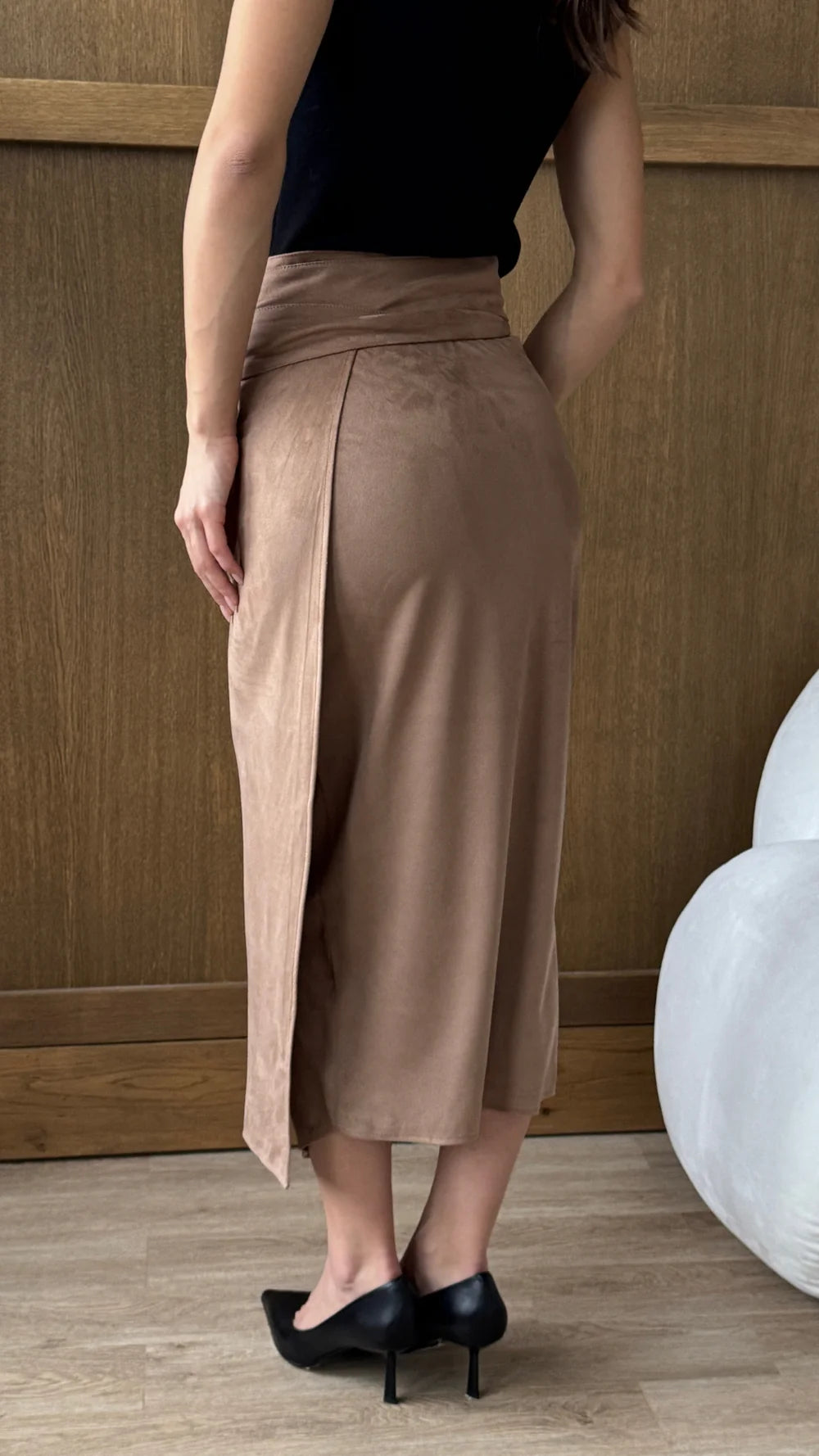 Livia Suede Wrap Skirt
