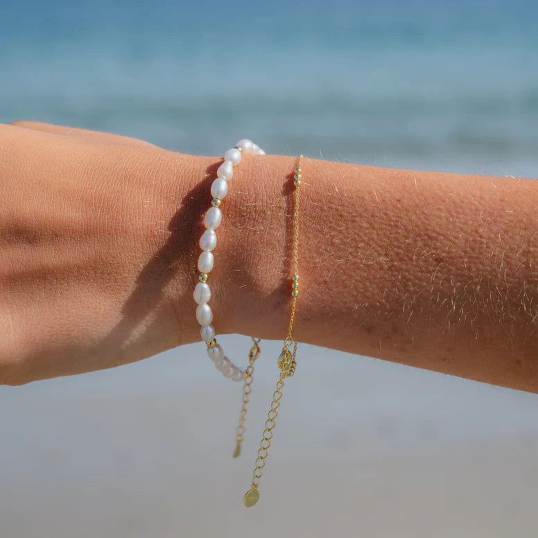 Pearl Beaded Gold Bracelet