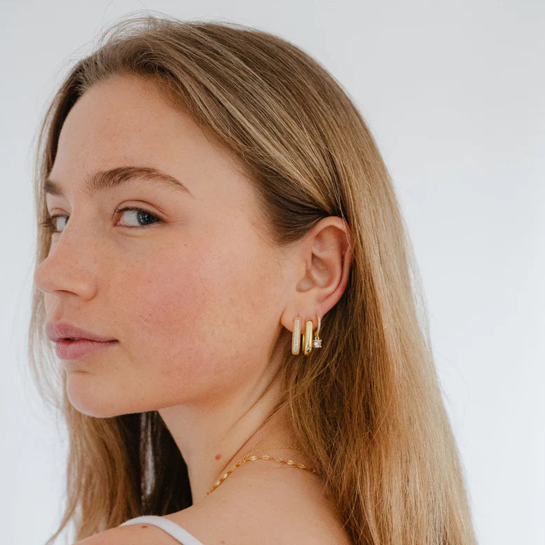 Bold Pavé U Hoop Earrings