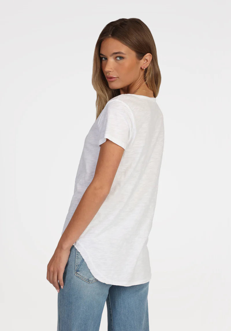 V-Neck Tee with Raw Hem