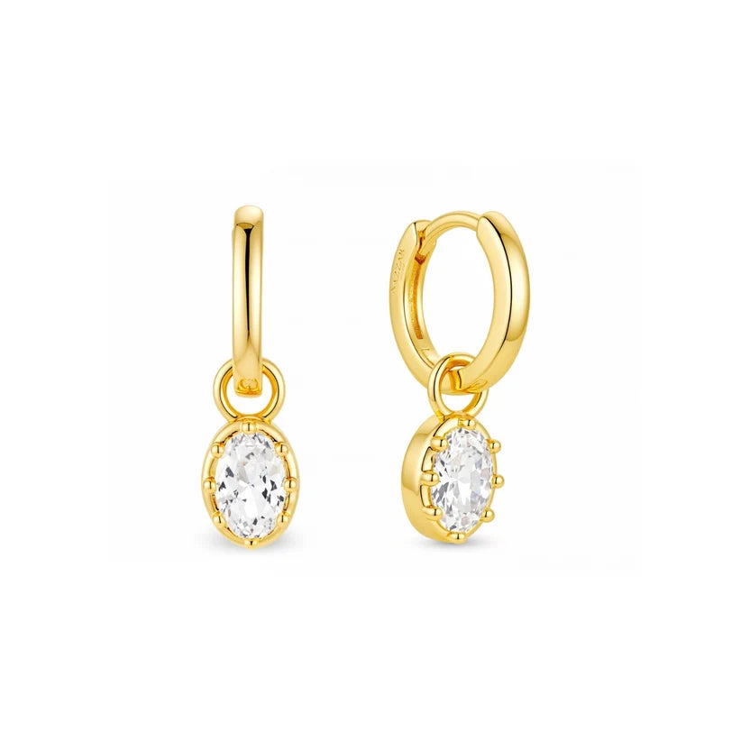 Oval Cubic Zirconia Drop Earrings