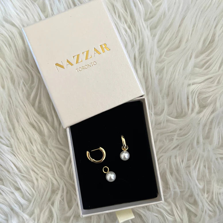 Pearl Charm Hoop Earrings