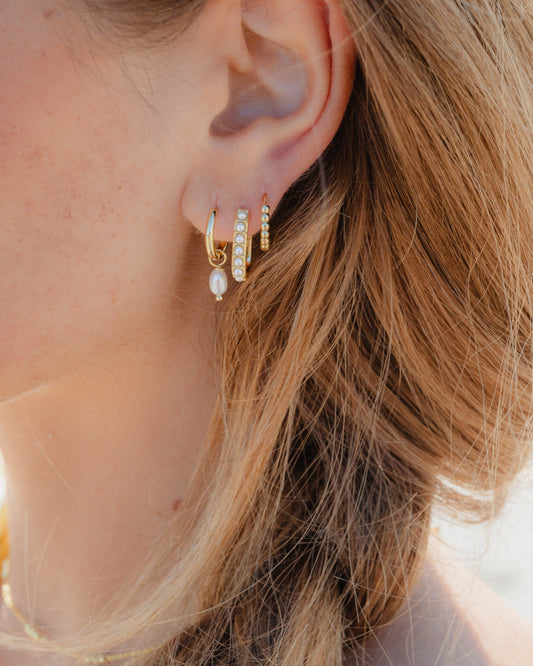 Pearl U Hoop Earrings