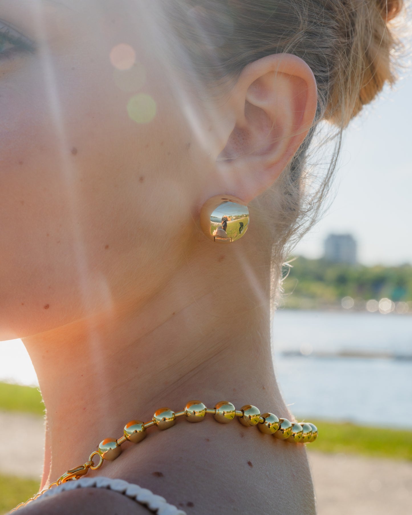 Puffy Ball Hoop Earrings