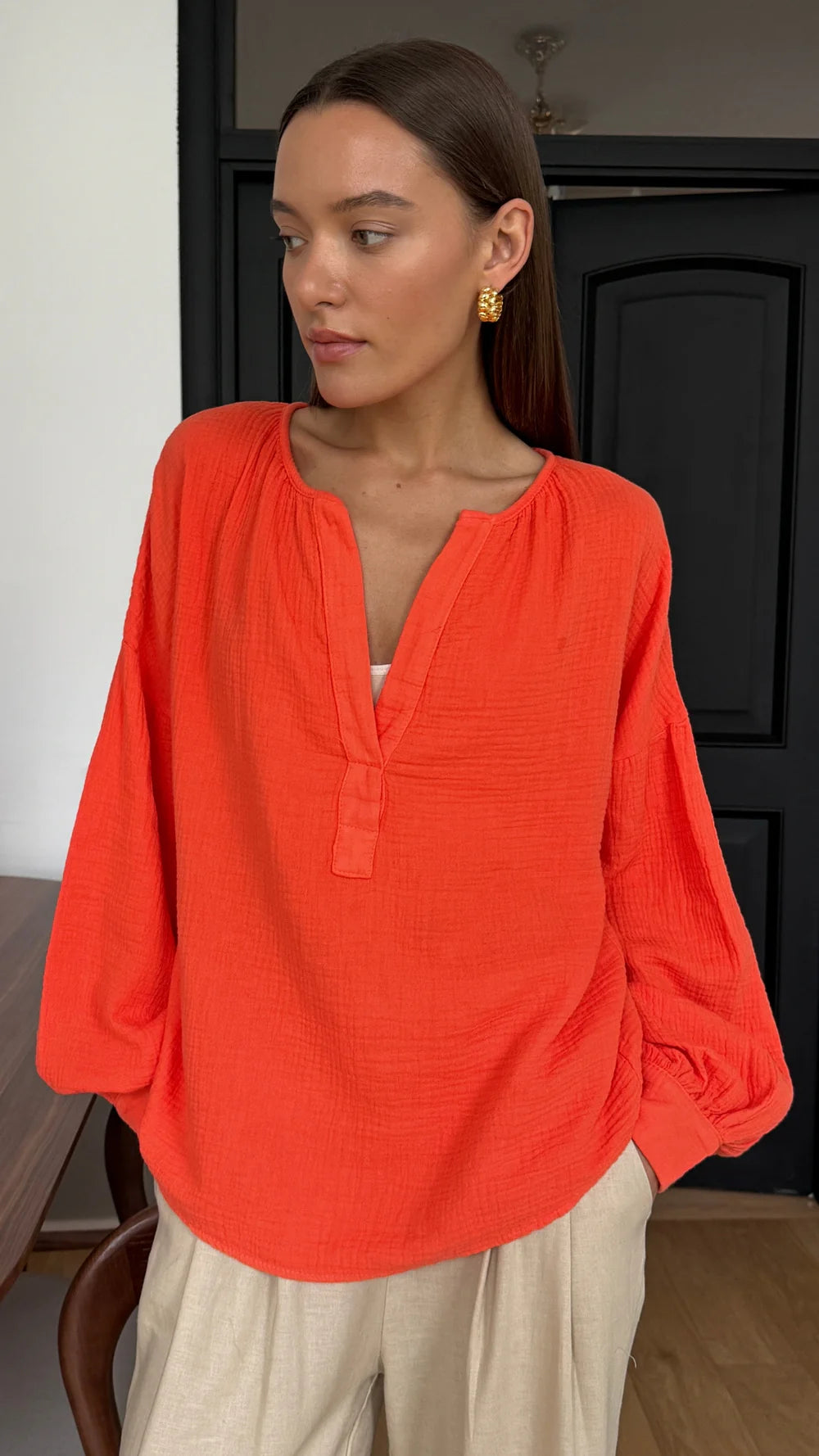 Peach Cotton Shirt