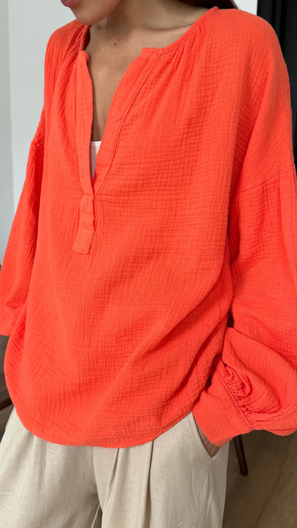 Peach Cotton Shirt
