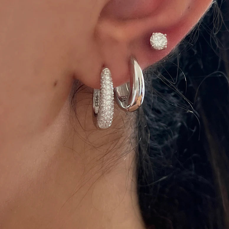 Celine Pavé Dome Hoop Earrings