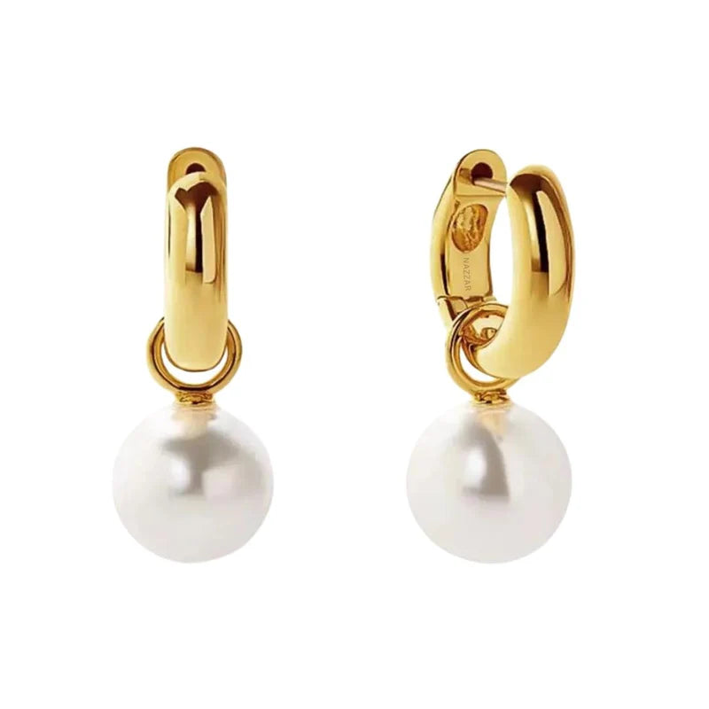 Pearl Charm Hoop Earrings