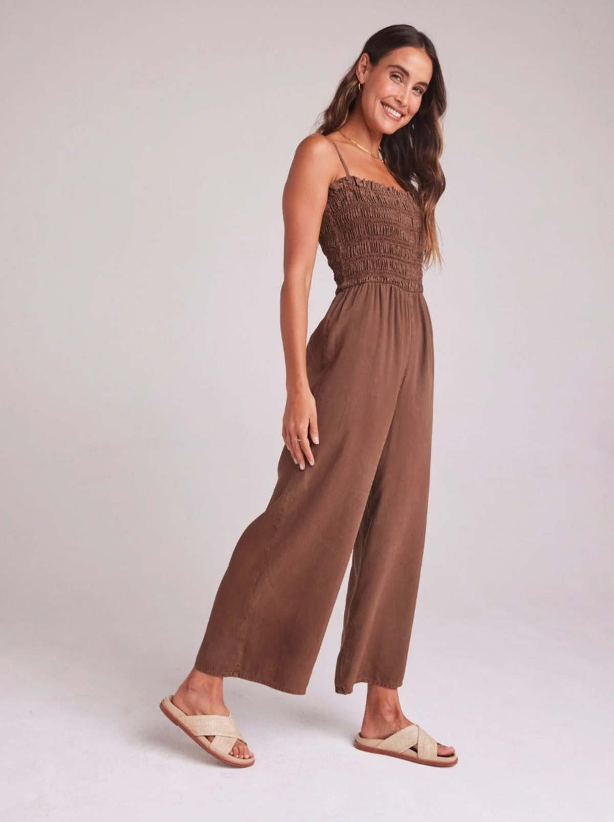 Wide Leg Smocked Jumpsuit