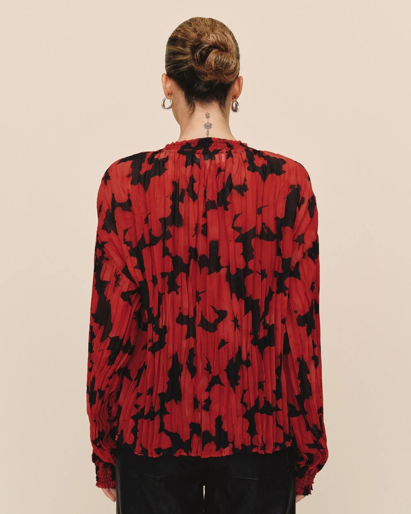 Pleated Smocked Button Down