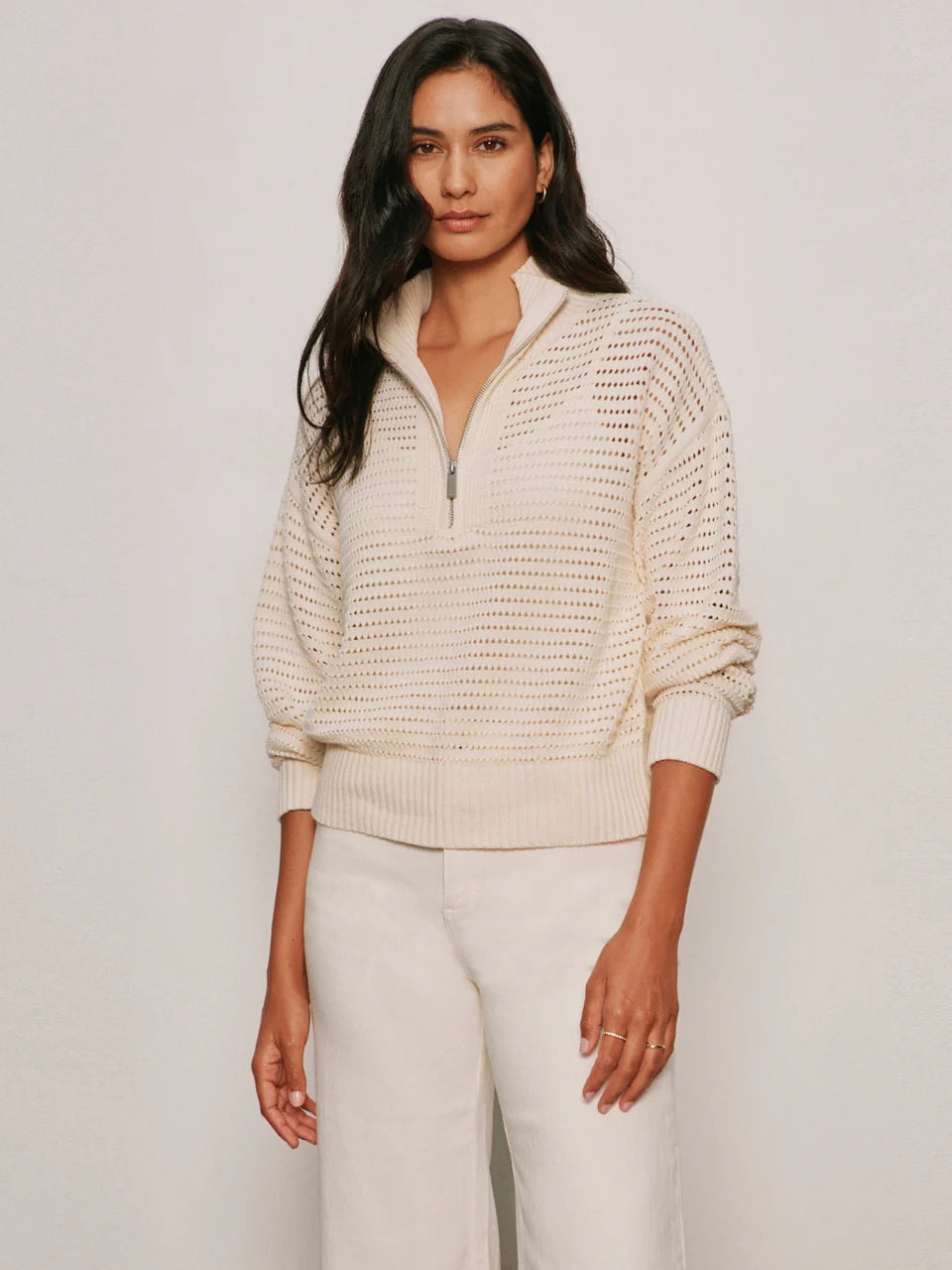 Open-Knit Half Zip