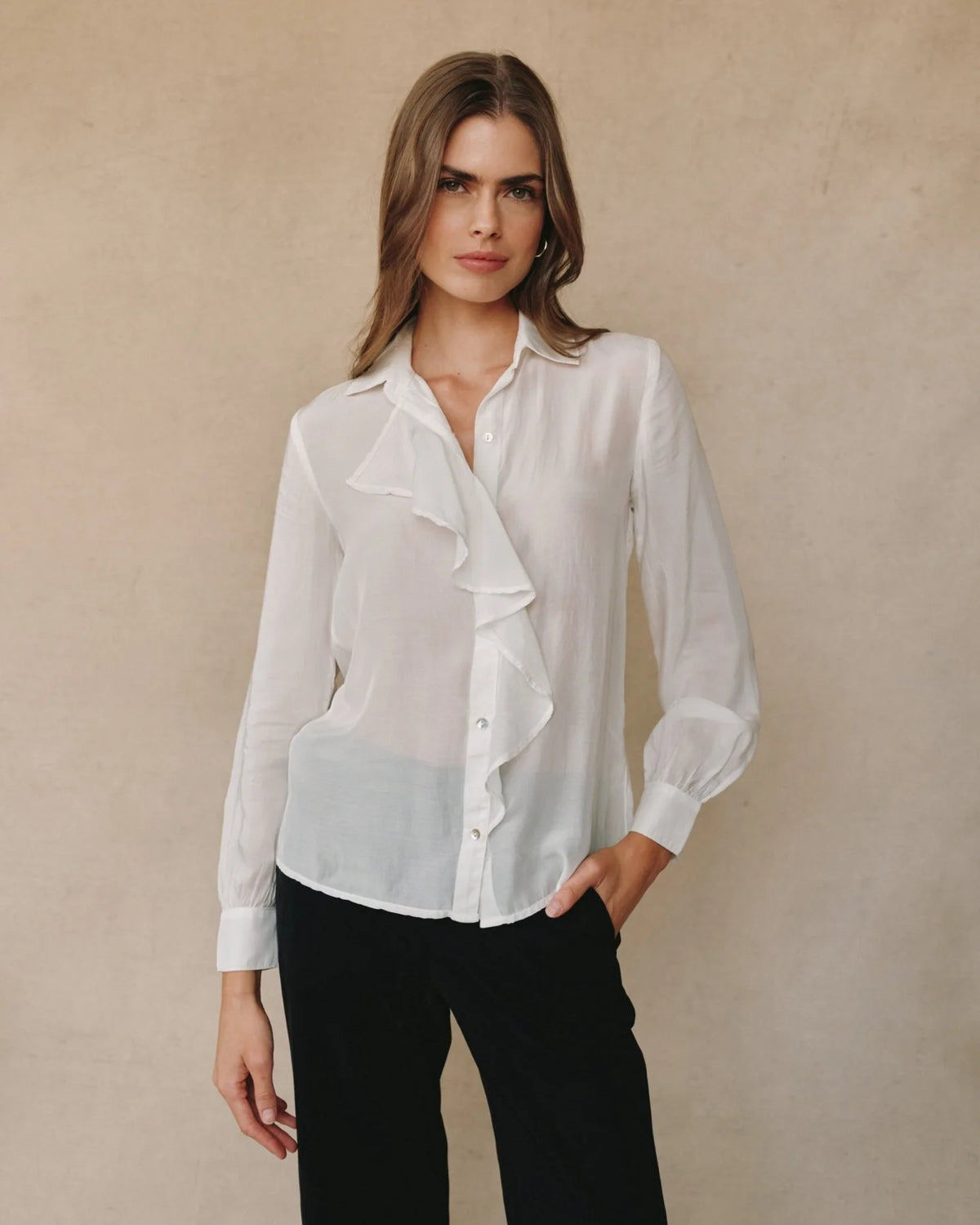 Fornt Ruffle Shirt Ruffle Front Shirt – Daisy Jo's Boutique
