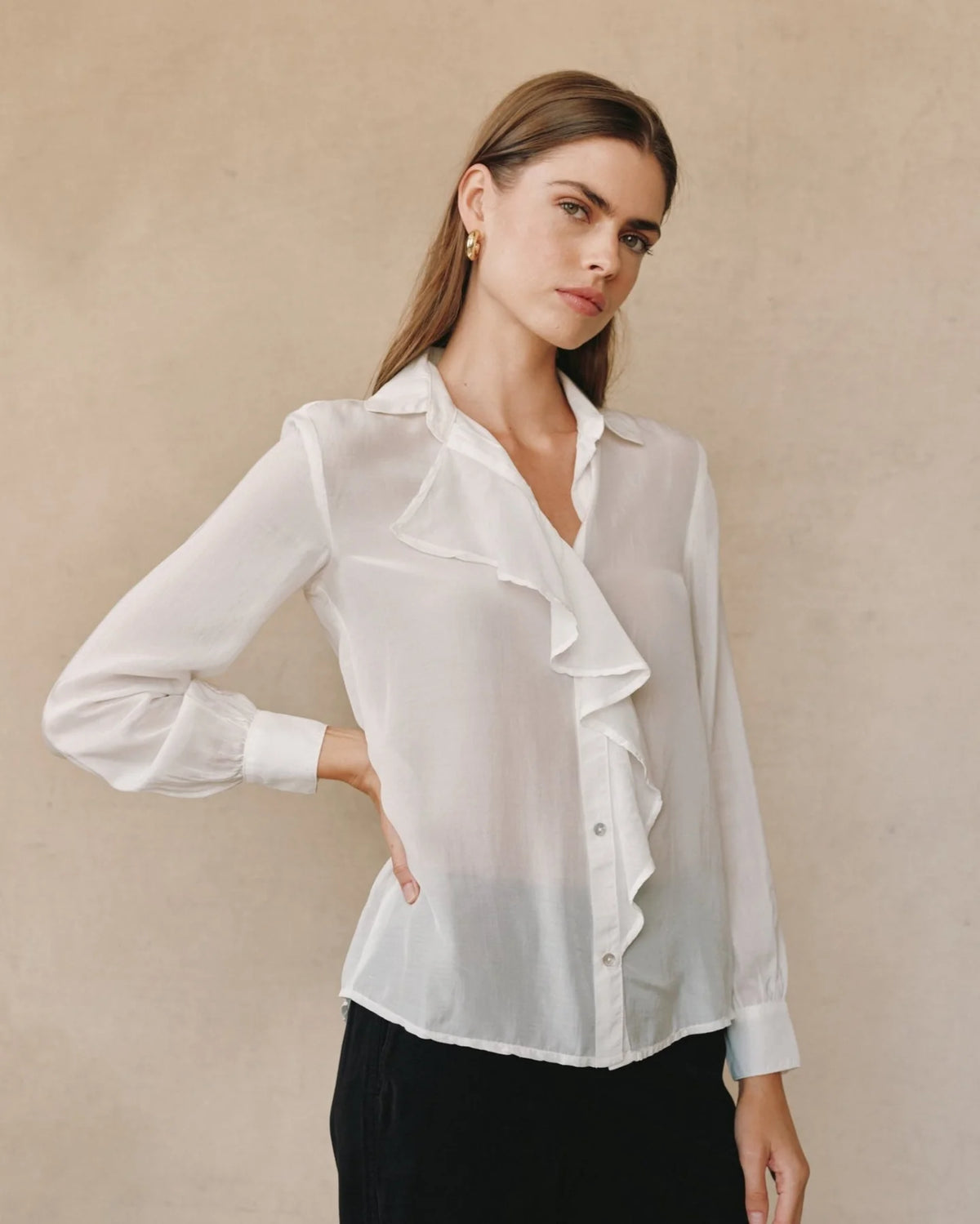 Fornt Ruffle Shirt Ruffle Front Shirt – Daisy Jo's Boutique